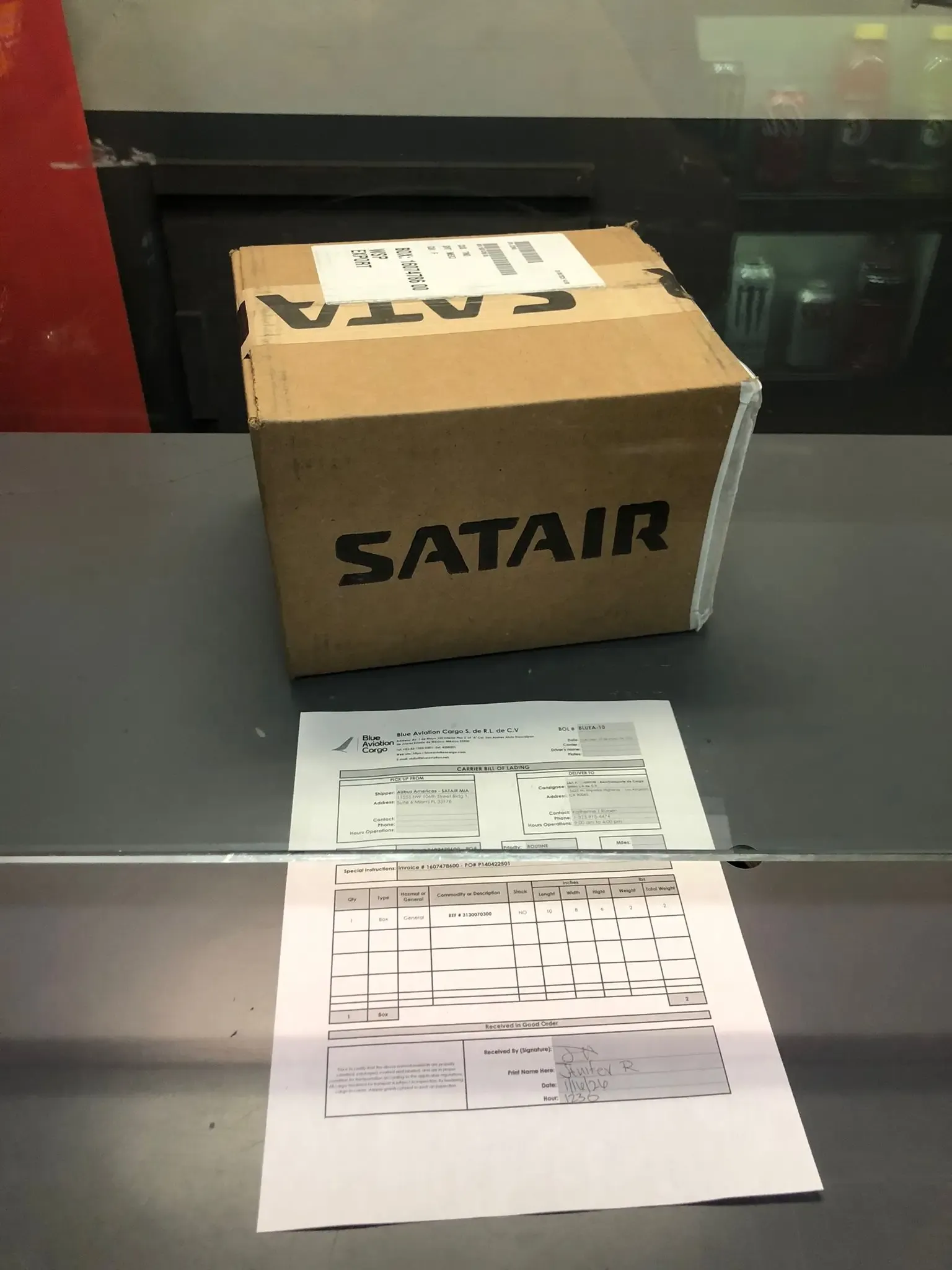 International messenger carrying a high-priority package for hand-delivery.