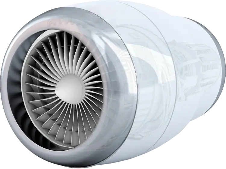 Close-up of a high-precision aircraft engine for specialized logistics and transportation services.